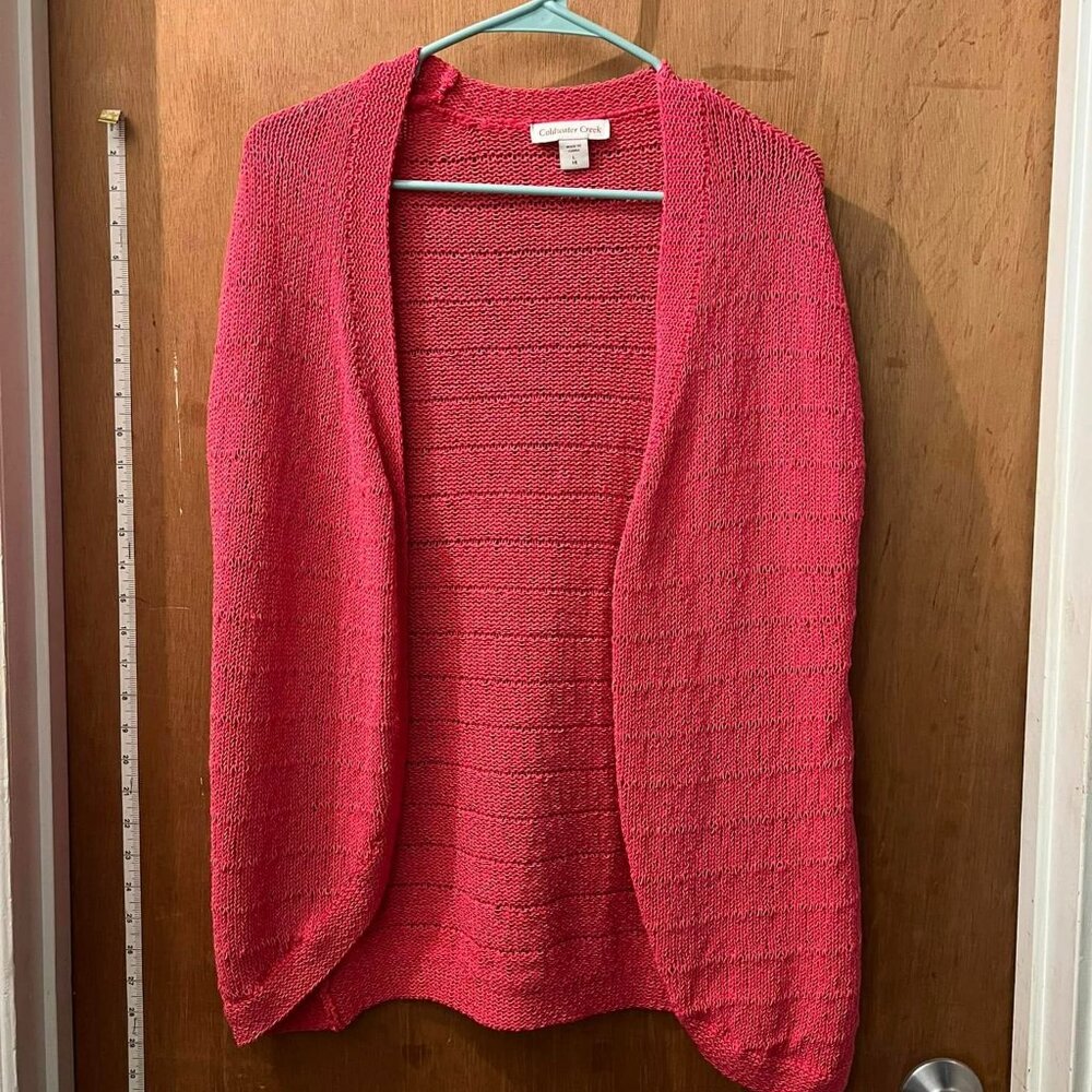 🐻Size L - Coldwater Creek - Short Sleeve Salmon Sweater Wrap